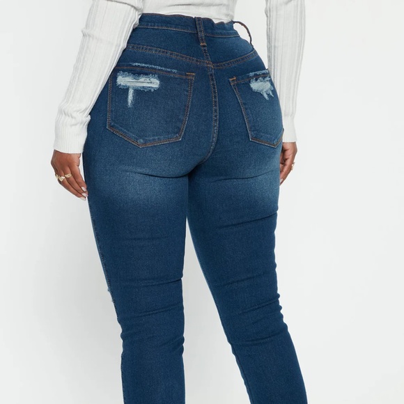 Fashion Nova “All Night Long” High Rise Skinny Jeans – Dark Blue (Juniors 11) - Picture 2 of 3